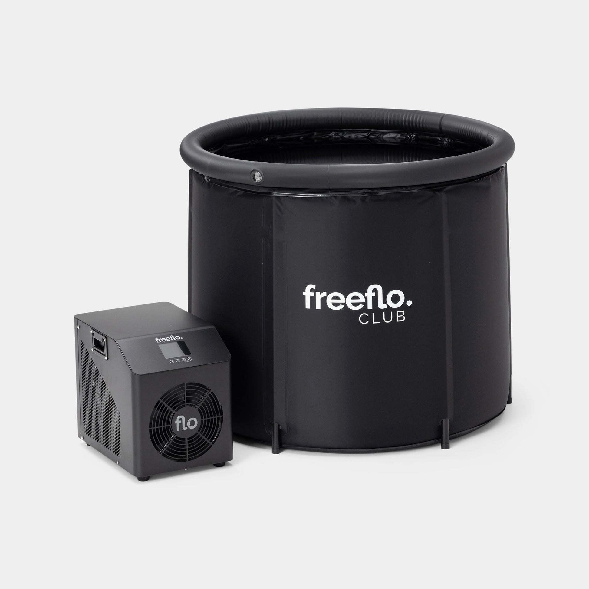 Freeflo Club Flo Pod Pro Ice Bath with Flo Chiller Pro – complete cold plunge system for recovery and wellness.